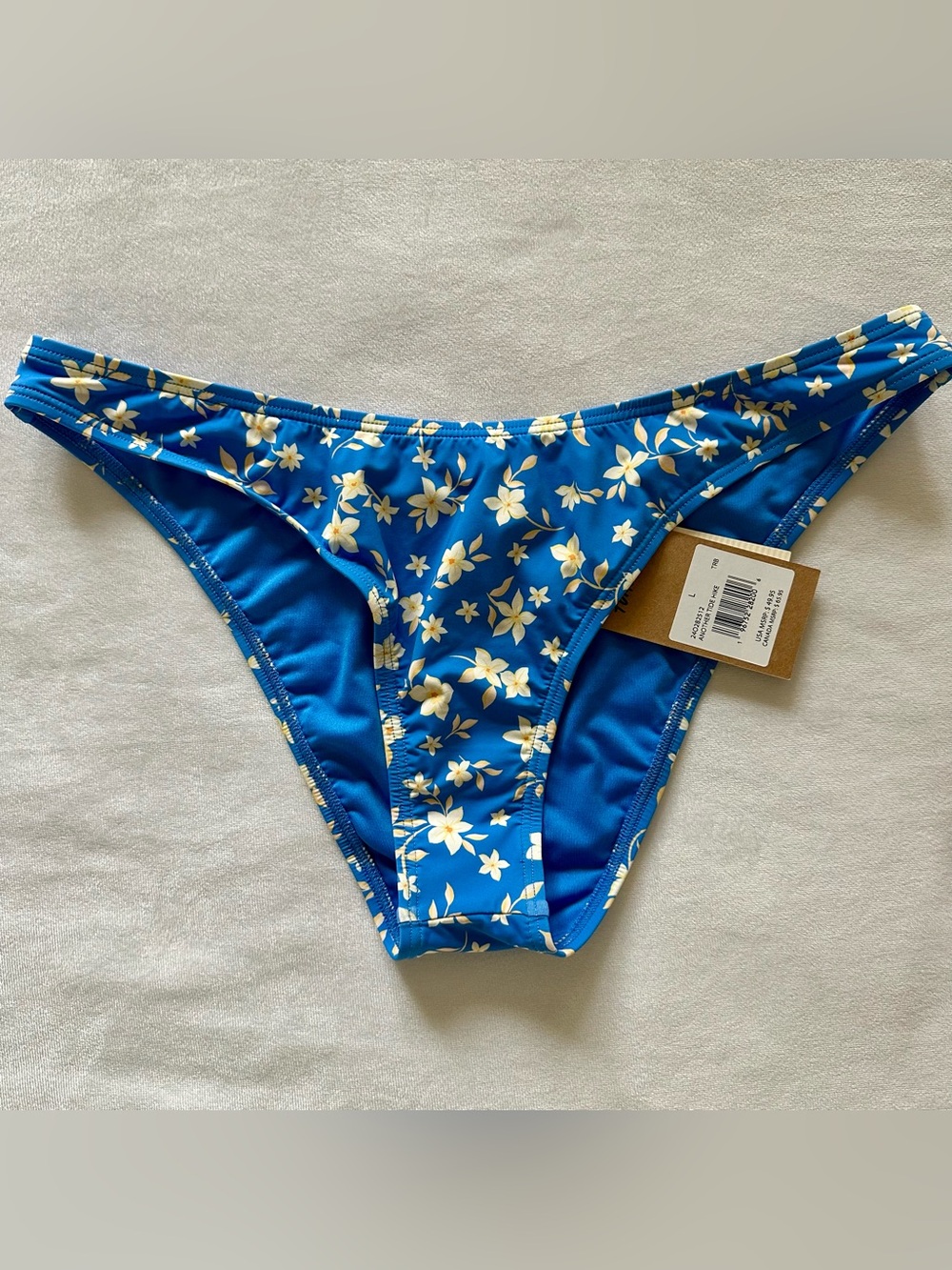 billabong blue & white floral bikini bottoms / size large